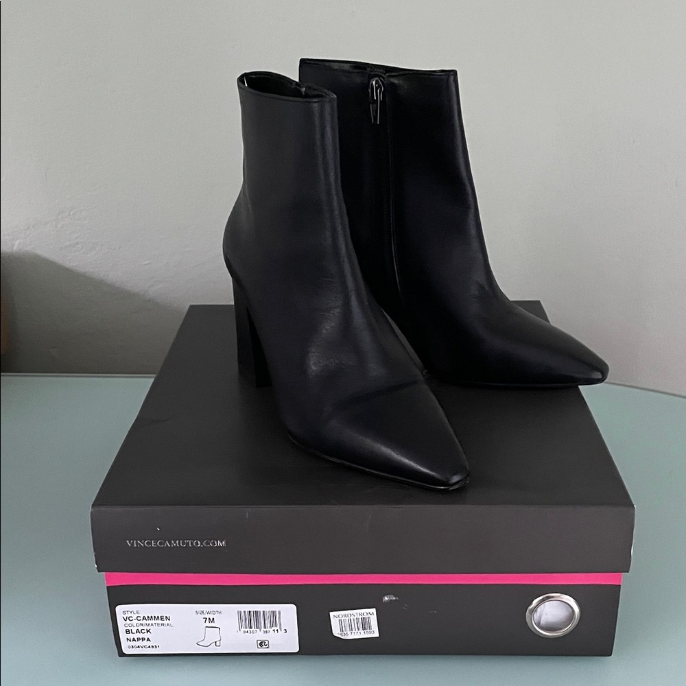 Vince Camuto Women's Black Nappa Cammen booties size 7